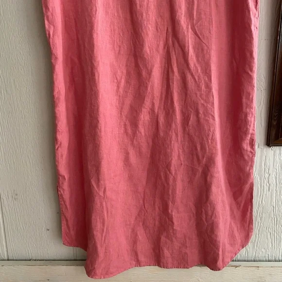 Frank&Eileen Grayson Pink 100% Linen The Artist Short Sleeve Full Length Dress L - Picture 4 of 14